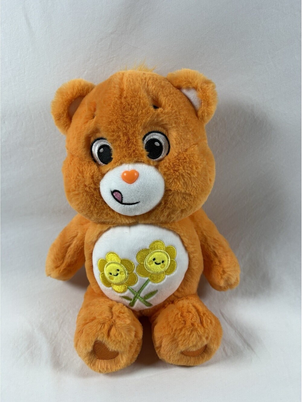 Care Bears Friend Bear Orange 14" Plush Yellow Happy Flowers